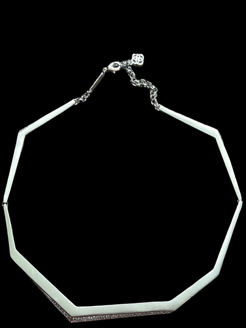 Kendra Scott Lucas Choker Necklace Rhodium and Cubic Zirconia Geometric Jewelry